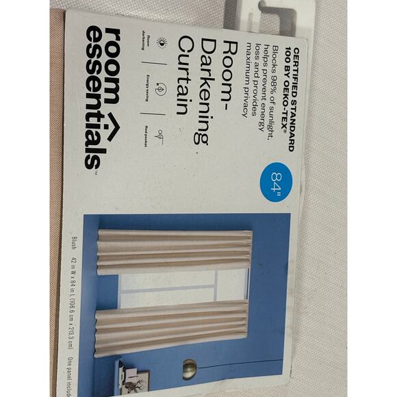2 Room Essentials Blush pink room darkening curtain panels 42" x 84" new - Picture 3 of 3